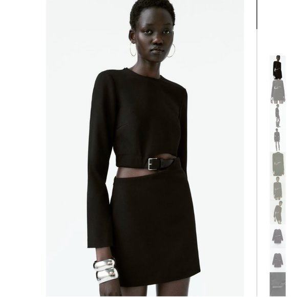 NWT ZARA BELTED CUT OUT DRESS BLACK - Picture 1 of 7